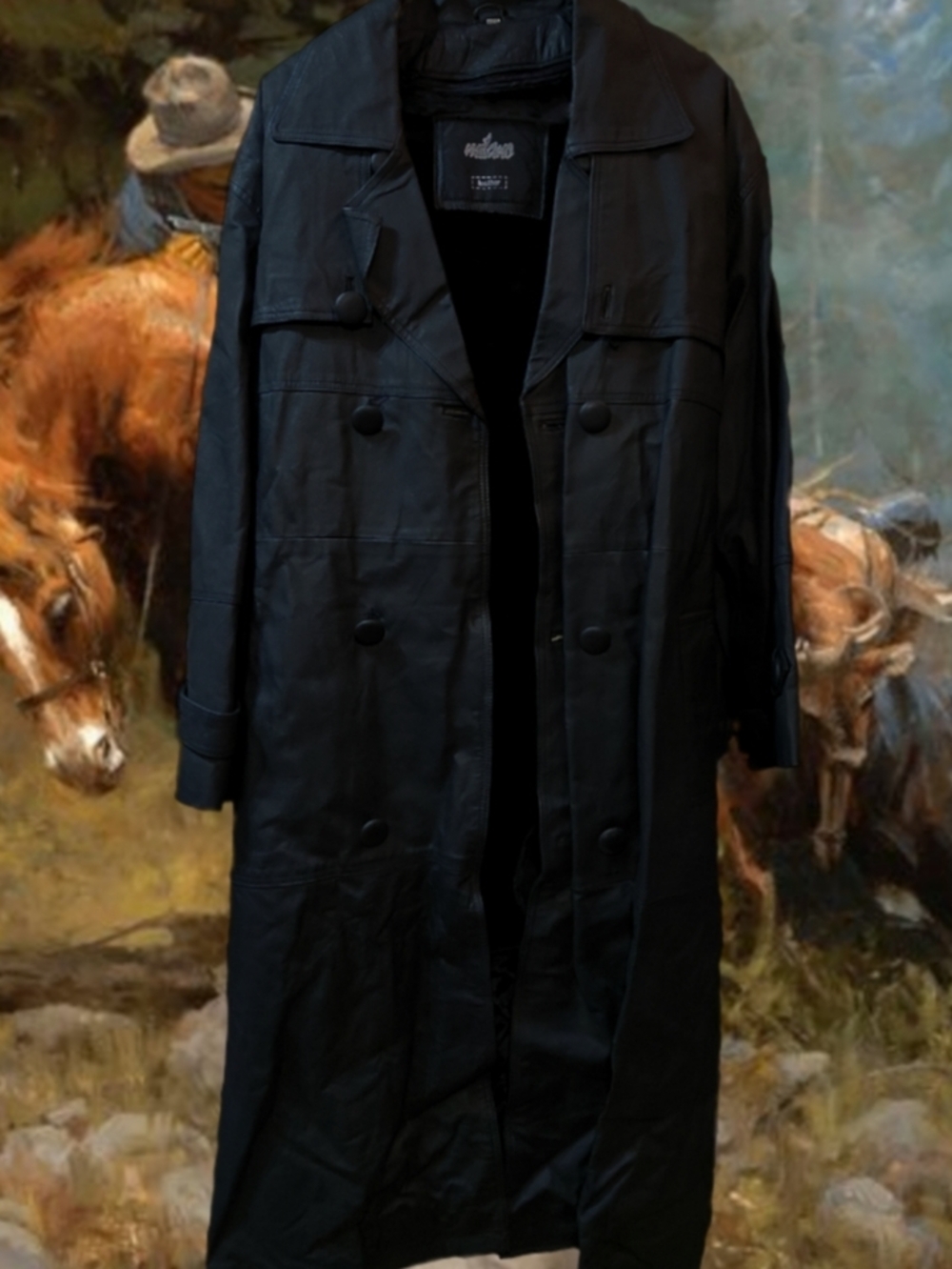 Vntg early 90s Leather Milano Trench Coat with removable vest